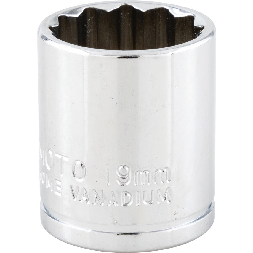 3/8in. Drive, Standard Bi-Hexagon Socket, 19mm, Metric, Polished Finish