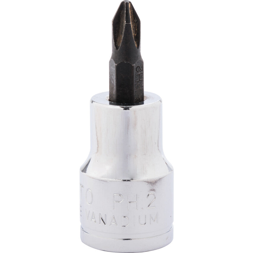 3/8in. Drive, Standard Screwdriver Bit Socket, No. 2, Phillips, Polished Finish