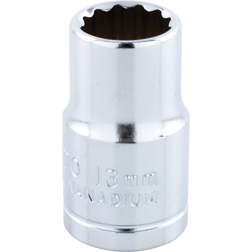 1/2in. Drive, Standard Bi-Hexagon Socket, 13mm, Metric, Polished Finish