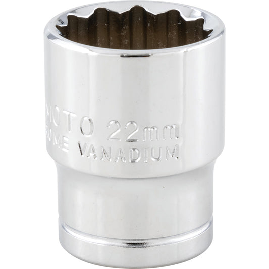 1/2in. Drive, Standard Bi-Hexagon Socket, 22mm, Metric, Polished Finish