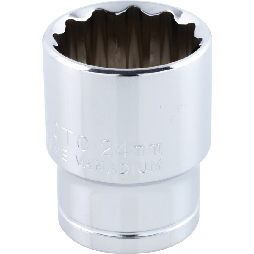 1/2in. Drive, Standard Bi-Hexagon Socket, 24mm, Metric, Polished Finish
