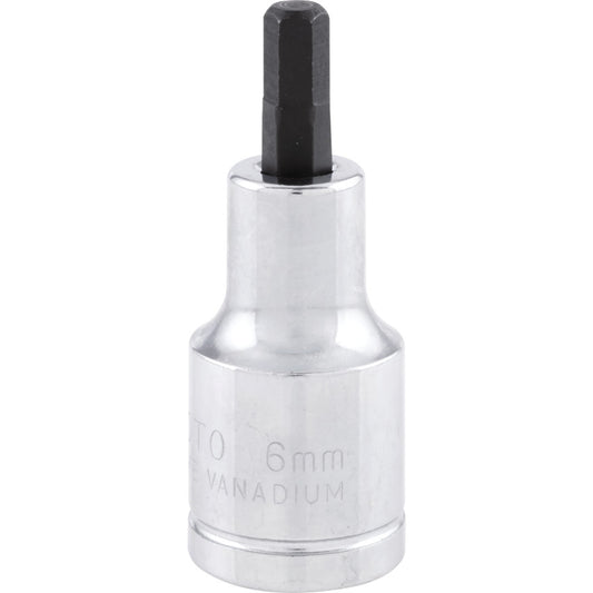 1/2in. Drive, Standard Hexagon Bit Socket, 6mm, Metric, Polished Finish