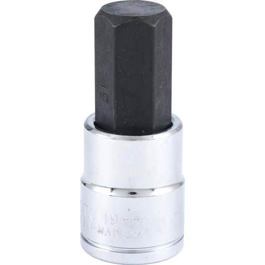 1/2in. Drive, Standard Hexagon Bit Socket, 19mm, Metric, Polished Finish