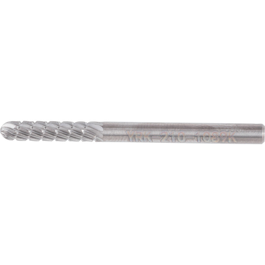 Carbide Burr, Uncoated, Cut 9 - Chipbreaker, 3mm, Ball Nosed Cylindrical