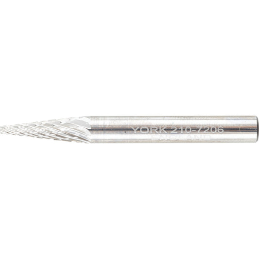 Carbide Burr, Uncoated, Cut 6 - Double Cut, 6mm, Conical