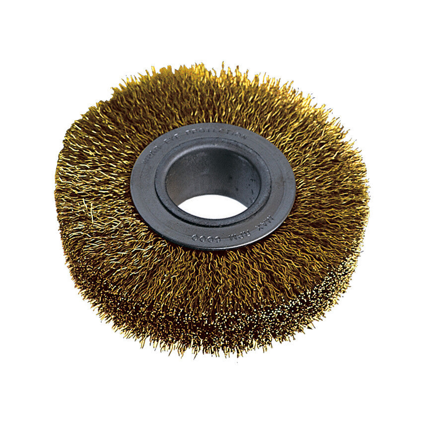 Industrial Rotary Wire Brush - Crimped - Brass Coated Steel Wire - 30SWG -  100 x 20 x 30mm