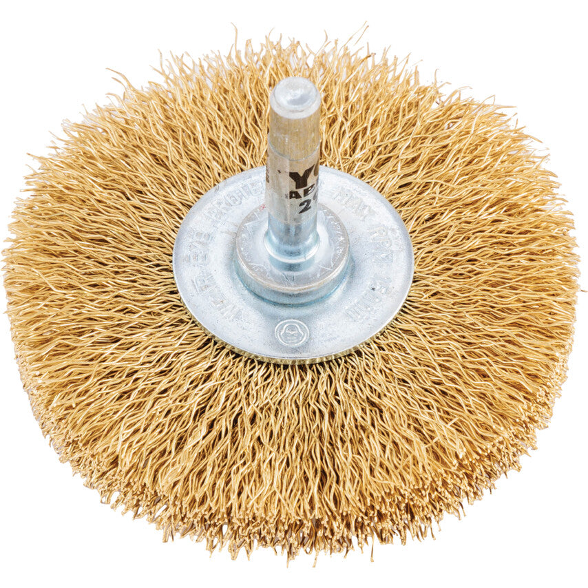 30SWG Shaft Mounted Brass Wire Brush 70 x 15mm