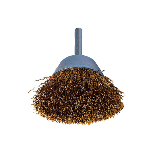 30SWG Shaft Mounted Brass Coated Cup Brush 50 x 10mm
