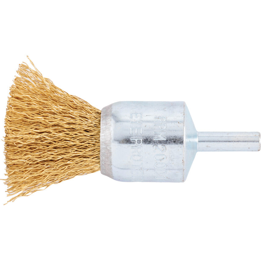 24mm Brass, Crimped Wire Flat End De-carbonising Brush - 30SWG