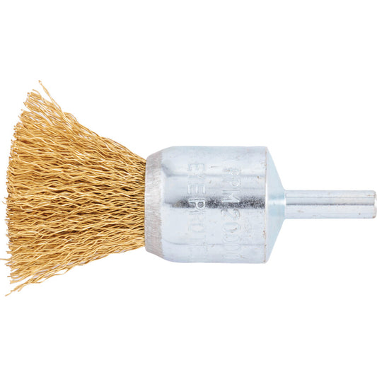 24mm Brass, Crimped Wire Flat End De-carbonising Brush - 30SWG